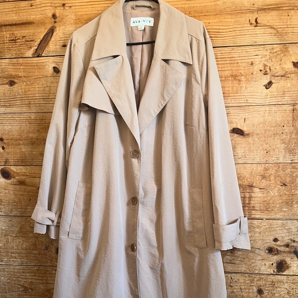 Ava & Viv Light Beige Trench Coat with Notch Lapel